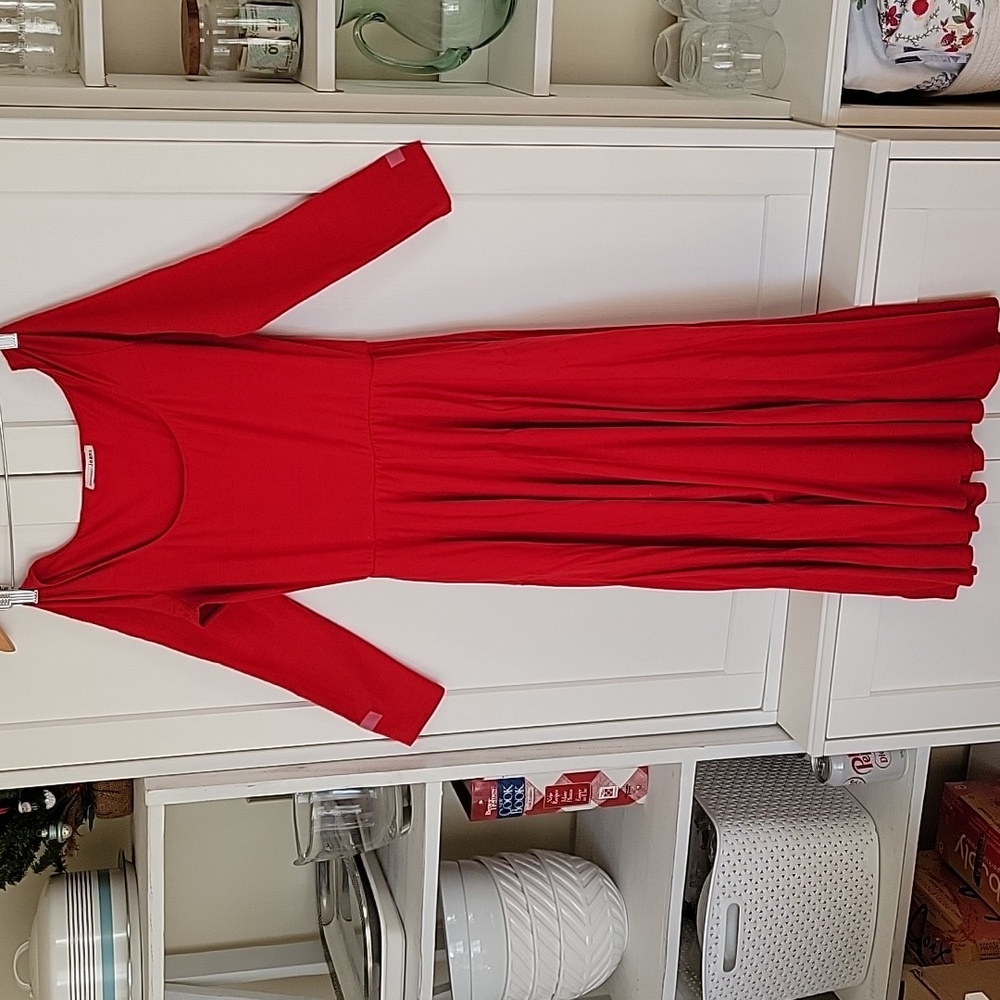 Reformation red 3/4 length dress large